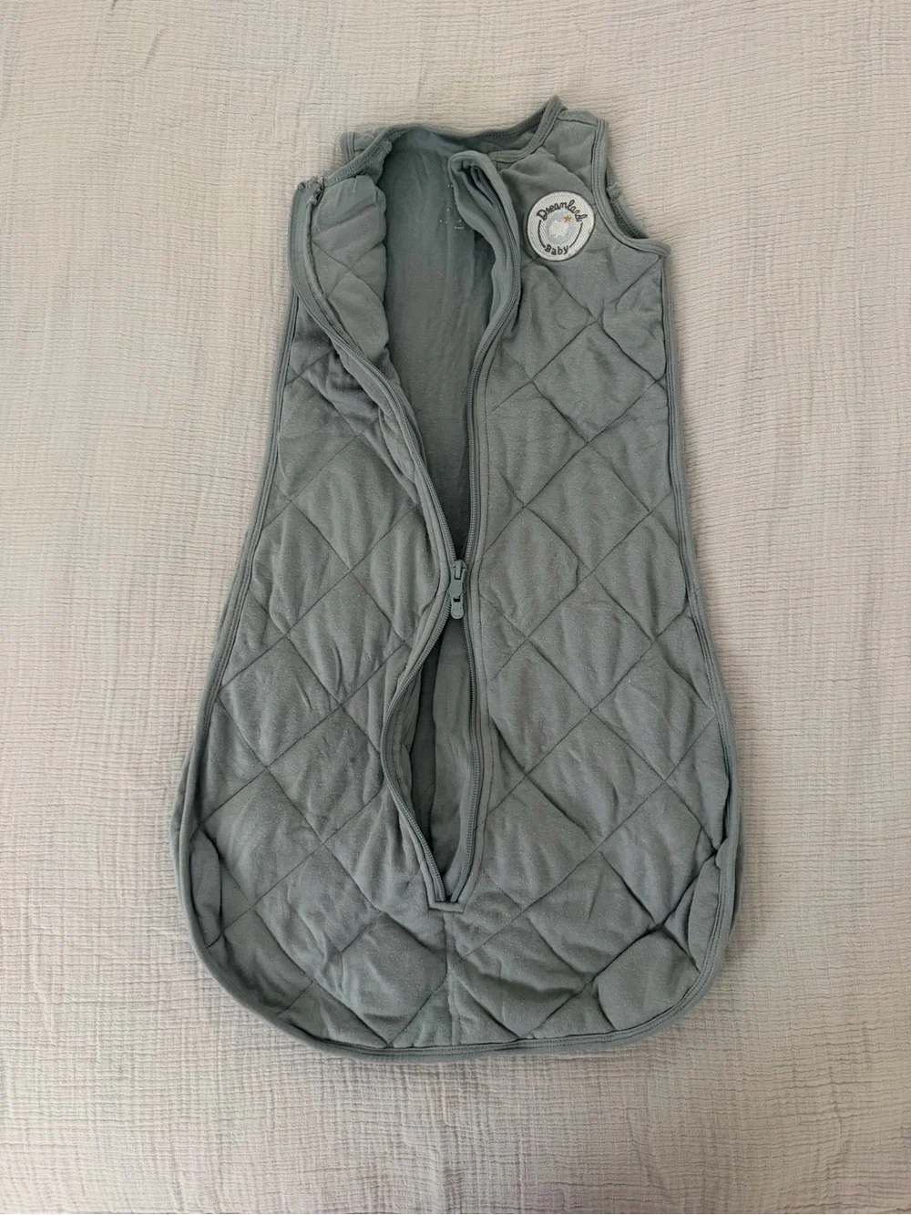 Quilted Grey Baby Sleep Sack with Front Zipper